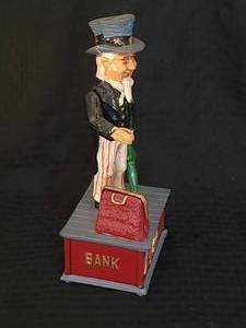 lot 42 image: Vintage Metal Uncle Sam Piggy Bank