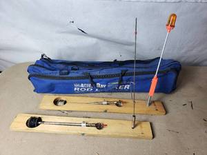 2 First Ice Tip Ups and Glacier Bay Rod Locker