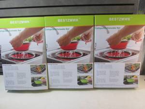 Lot of 3 Collapsible Colander Sets ...