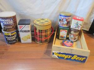 Assorted TinMetal Containers and V...