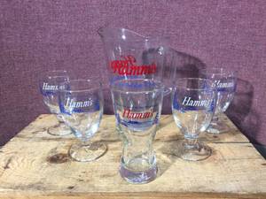 lot 38 image: Hamms Beer Pitcher - Glasses