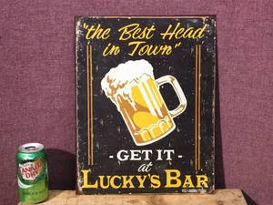 lot 46 image: Old-Look Metal Beer Sign