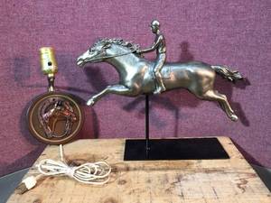 lot 99 image: Horse & Rider Statue - Horse Lamp