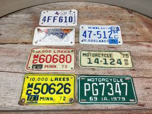 lot 113 image: Vintage Motorcycle License Plates
