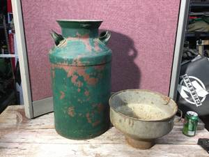 lot 137 image: Antique Steel Cream Can - Strainer