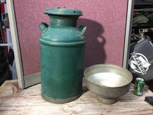 lot 138 image: Antique Steel Cream Can - Strainer
