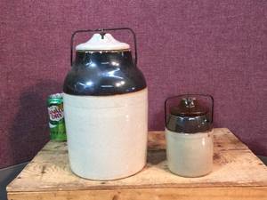 lot 178 image: 3 Antique The Weir Crock Canning Jars - With Lids
