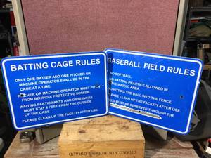 lot 185 image: Baseball Field - Balling Cage Metal Signs