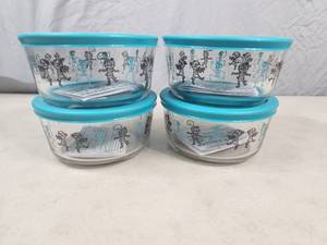 4 New Anchor Collectible Holiday Glass Storage Containers with Lids
