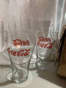 lot 36 image: Box 12 Red Logo Coca Cola Glasses