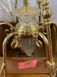 lot 54 image: Very Heavy Brass Crystal Light