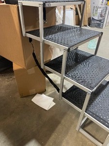 lot 38 image: Domaker Dog Stairs for Large Dogs, Foldable Aluminum Lightweight Pet Ramps, Accordion Pet Ladder Dog Car Steps with Non-Slip Surface for High Beds, Trucks, Cars, SUV, Support up to 150 lbs, 6 Steps