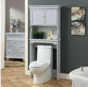 lot 26 image: Home Decorators Collection Hampton Harbor 30 in. W x 66.5 in. H x 10.5 in. D Gray Over-the-Toilet Storage