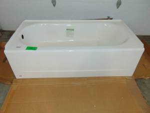 lot 12 image: American Standard Princeton 60 in. Left Hand Drain Rectangular Apron Front Bathtub in White
