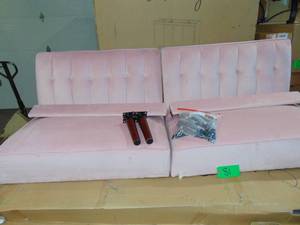 lot 81 image: DHP Iris Pink Velvet Tufted Futon Small Tear