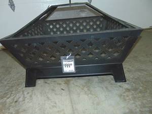 lot 75 image: Hampton Bay Tipton 34 in. Steel Deep Bowl Fire Pit in Oil Rubbed Bronze 2 Holes In Mesh Cover