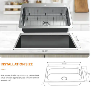 lot 11 image: Glacier Bay Bratten All-in-One Drop-InUndermount 18G Stainless Steel 33 in. 2-Hole Single Bowl Kitchen Sink with Pull-Down Faucet
