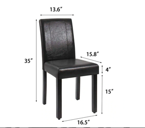 lot 79 image: LACOO Black Dining Chairs PU Leather Modern Kitchen chairs with Solid Wood Legs (Set of 4)