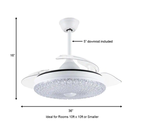 lot 80 image: Bella Depot 36 in. LED White Retractable Ceiling Fan with Light Kit and Remote Control