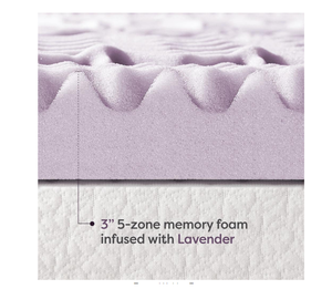 lot 82 image: 3 in. King 5-Zone Memory Foam Mattress Topper with Lavender Infusion
