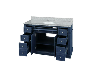 lot 4 image: Home Decorators Fremont 49 in. W in 22 in. D x 34 in. H Vanity in Navy Blue with Grey Granite Top and White Sink