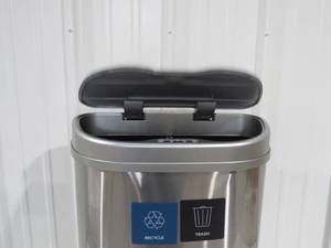 lot 8 image: NINESTARS 18.5 Gal. Stainless Steel Motion Sensor Recycling Bin