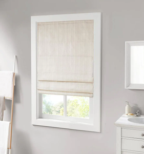 lot 41 image: Madison Park Colm Ivory Cordless Room Darkening Basketweave Polyester Roman Shade 29 in. W x 64 in. L