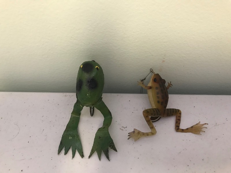 2 - Vintage rubber frog fishing lures