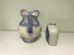 lot 72 image: Vintage Amers pitcher and flower vase with 3d dragon pictured on the front