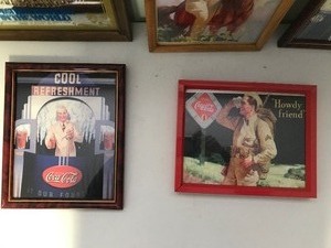 lot 99 image: 4 Coca Cola pictures and 1 mirror