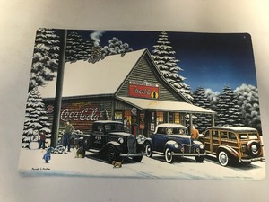 lot 102 image: 4 Coca Cola metal signs and 2 placemats