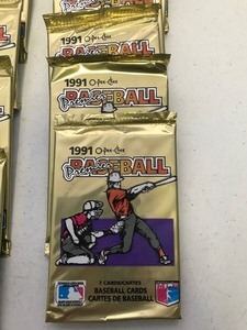 lot 6 image: 1991 O-Pee-Chee unopened packs of baseball cards (35 total unopened packs)