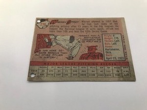 lot 198 image: 1958 - Topps Warren Spahn baseball card - Milwaukee Braves - Pitcher - #270