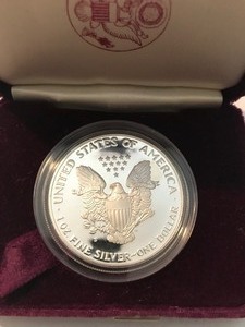 lot 306 image: 1986 s proof American Silver Eagle 1 oz fine silver - one dollar coin
