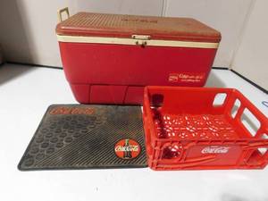 lot 208 image: Coca-cola cooler, crate, & mat