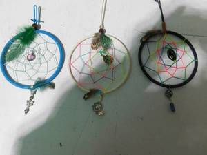 lot 210 image: 3 handmade dream catchers