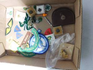 lot 242 image: 4-H and girlscout buttons, patcxhes, etc.