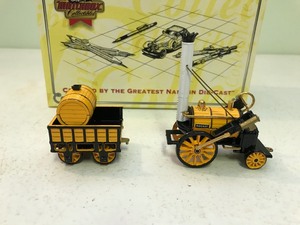 lot 418 image: 1995 Match box Stephensons Rocket 164 scale (From the Steam Powered Vehicles Collection)