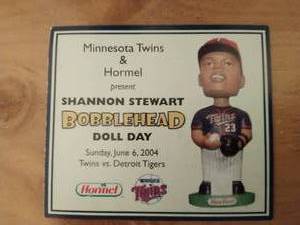 lot 9 image: Autographed Minnesota Twins Johan Santana And Shannon Stewart Bobbleheads