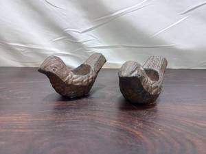 lot 55 image: Pair Of Vintage Cast Iron Bird Candle Holders