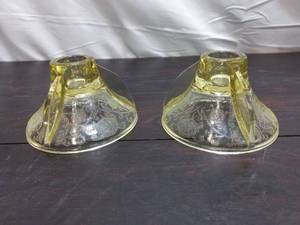 lot 77 image: Old Yellow Depression Glass Candlestick Holders
