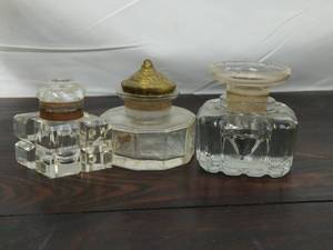 lot 40 image: Three Old Inkwell Bottles