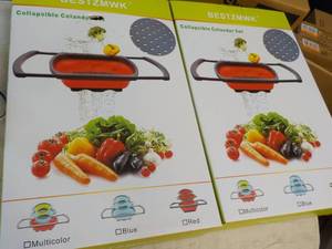 lot 80 image: 2 BestzMwk Collapsible Colander Set...