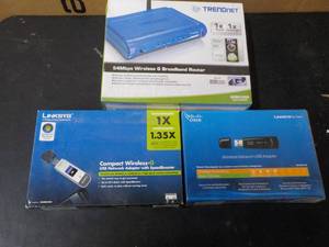 lot 44 image: Trend net Router and Linksys Adapte...