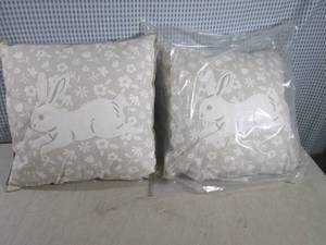 lot 155 image: (C-3) Pair of Bunny Throw Pillows 1...