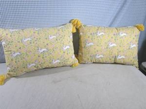 lot 156 image: (C-3) Pair of Bunny Throw Pillows 1...
