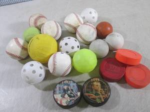 lot 213 image: (CS) 2 Collector Hockey Pucks, Base...