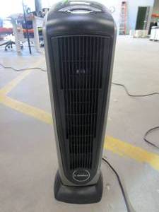 lot 302 image: Lasko Oscillating Ceramic Tower Space Heater for Home with Adjustable Thermostat, Timer and Remote Control, 22.5 Inches, GreyBlack, 1500W, 751320 (MISSING REMOTE)