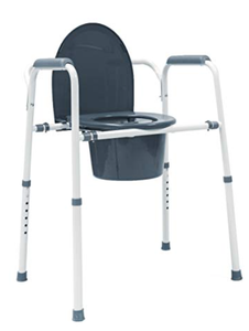 lot 330 image: Avantia Portable Steel 3 in 1 Commode Bucket with Arm Rest Support (OPEN BOX)