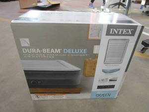 lot 337 image: Intex Comfort Plush Elevated Dura-Beam Airbed with Internal Electric Pump, Bed Height 22, Queen Grey (OPEN BOX)